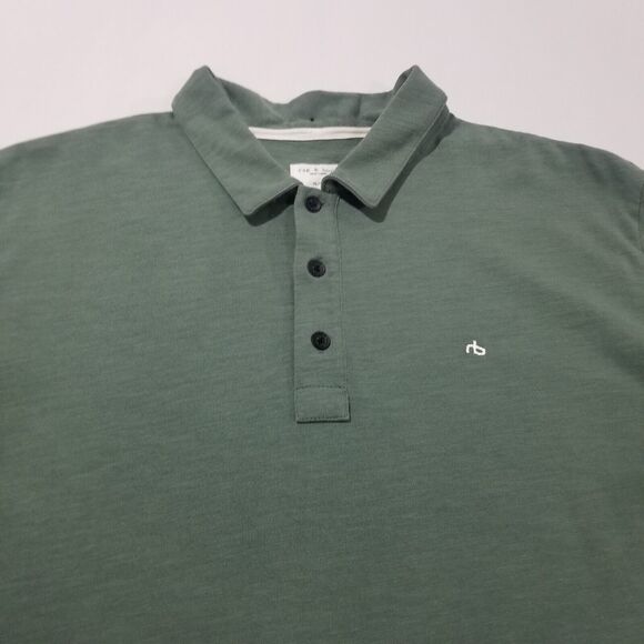 Rag & Bone Polo Shirt Mens Extra Large XL Golf Casual Green Cotton Athletic Fit - Picture 4 of 12